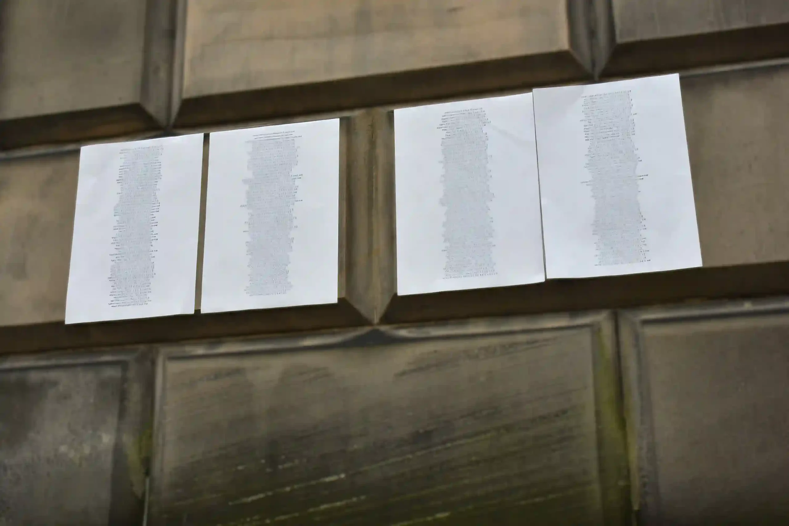 Lists of persons on stonework of Edinburgh University whose lives have been taken by the Israeli operations following Hamas attack