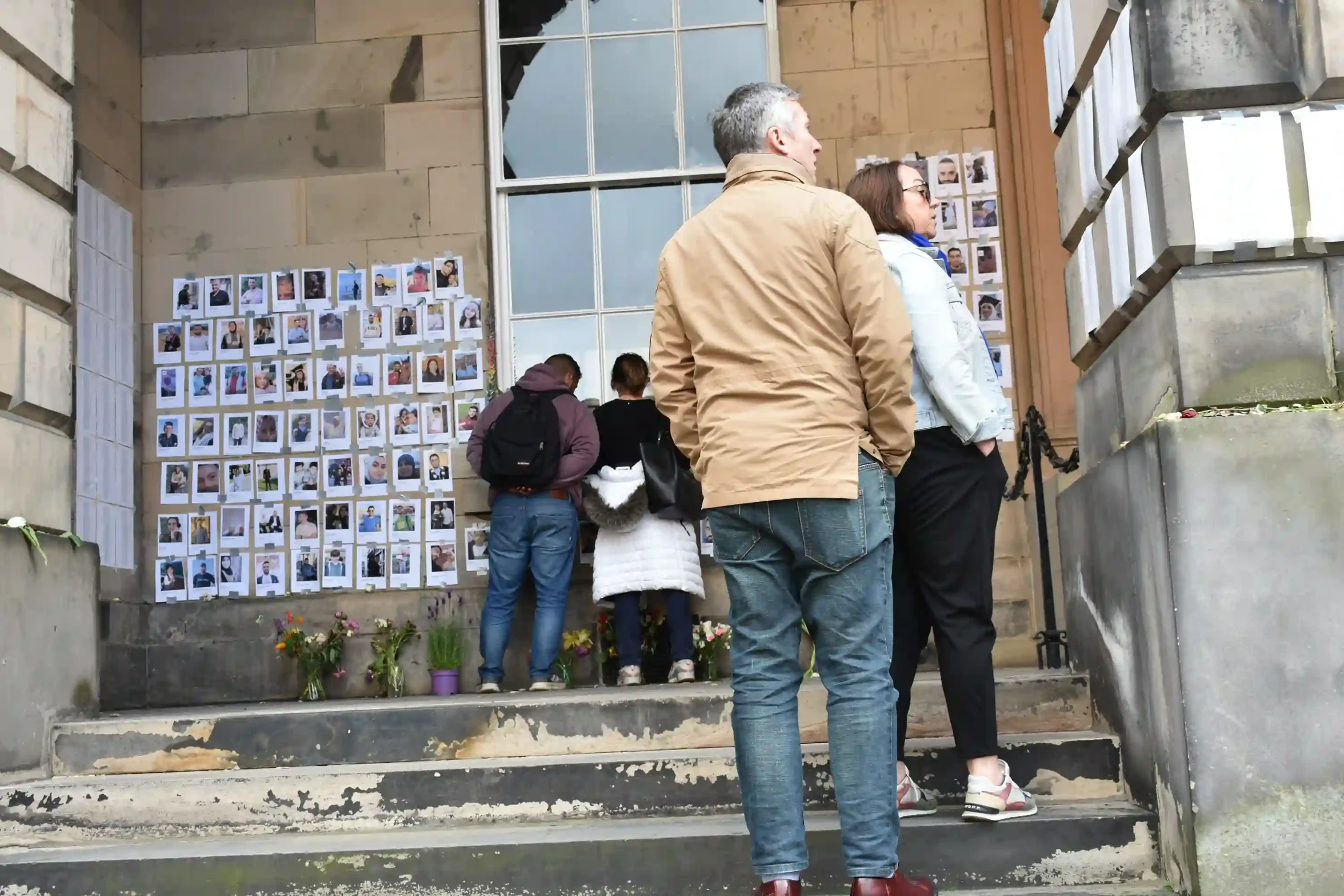 People visiting memorial to those killed in Gaza by Israeli operations